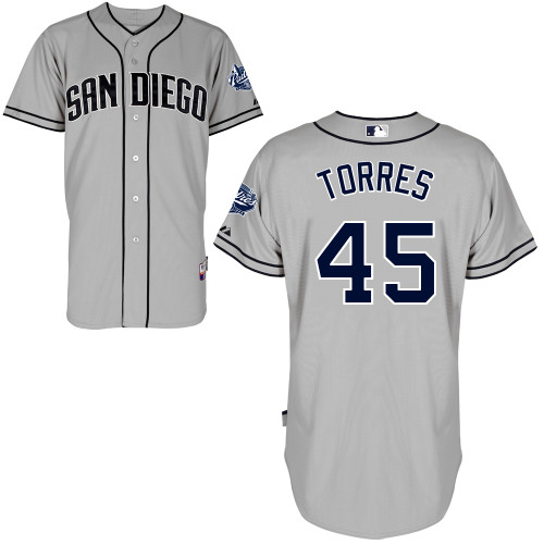 Alex Torres #45 MLB Jersey-San Diego Padres Men's Authentic Road Gray Cool Base Baseball Jersey